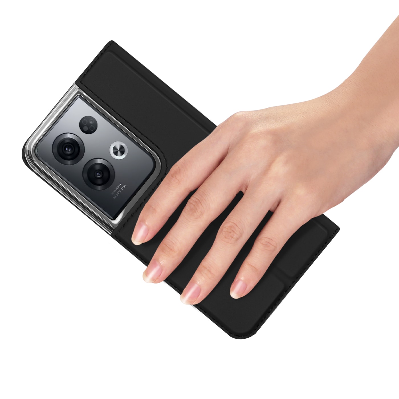 Dux Ducis Skin Pro-etui til Oppo Reno 8 Pro flip cover card wallet stander sort