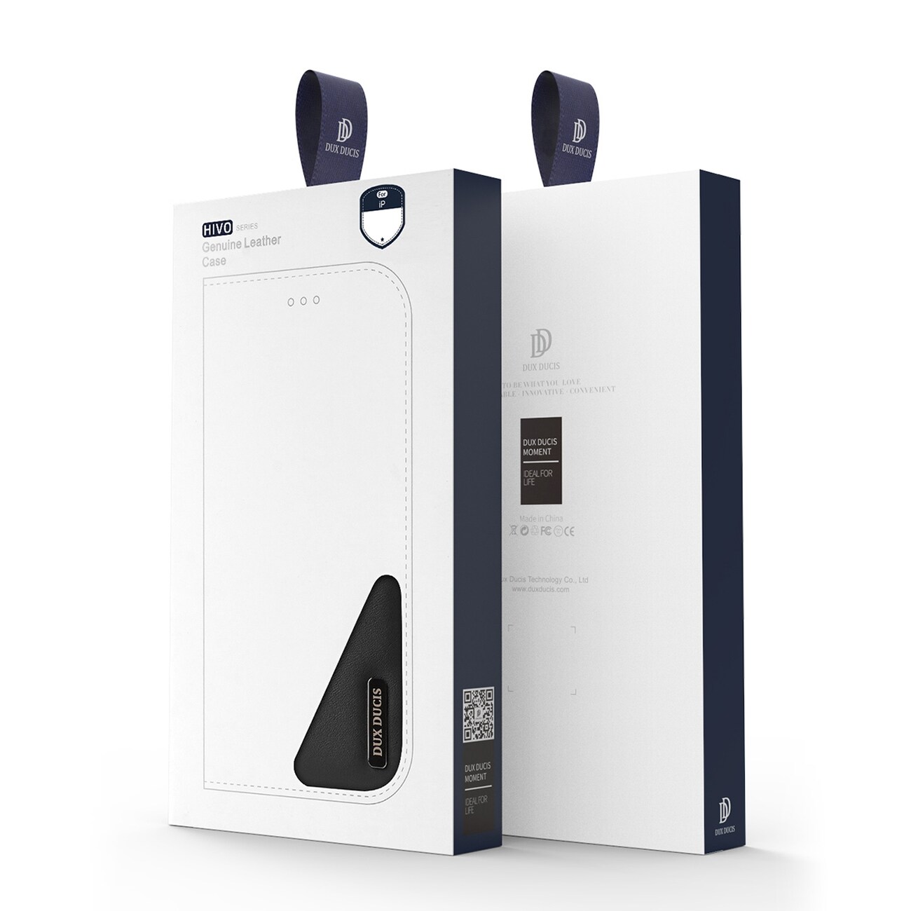 Dux Ducis Hivo Läder Flip Cover Äkta läder Plånbok för kort och dokument iPhone 14 Plus Svart