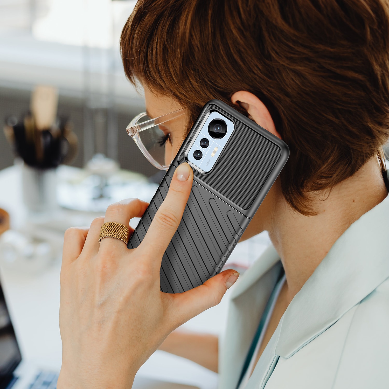 Thunder Case-etui til Xiaomi 12 Lite silikonepanseretui sort