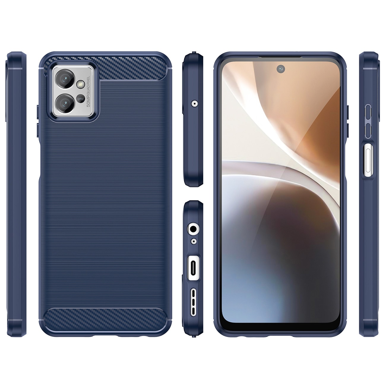Carbon Case etui til Realme C31 fleksibelt silikone carbon cover sort