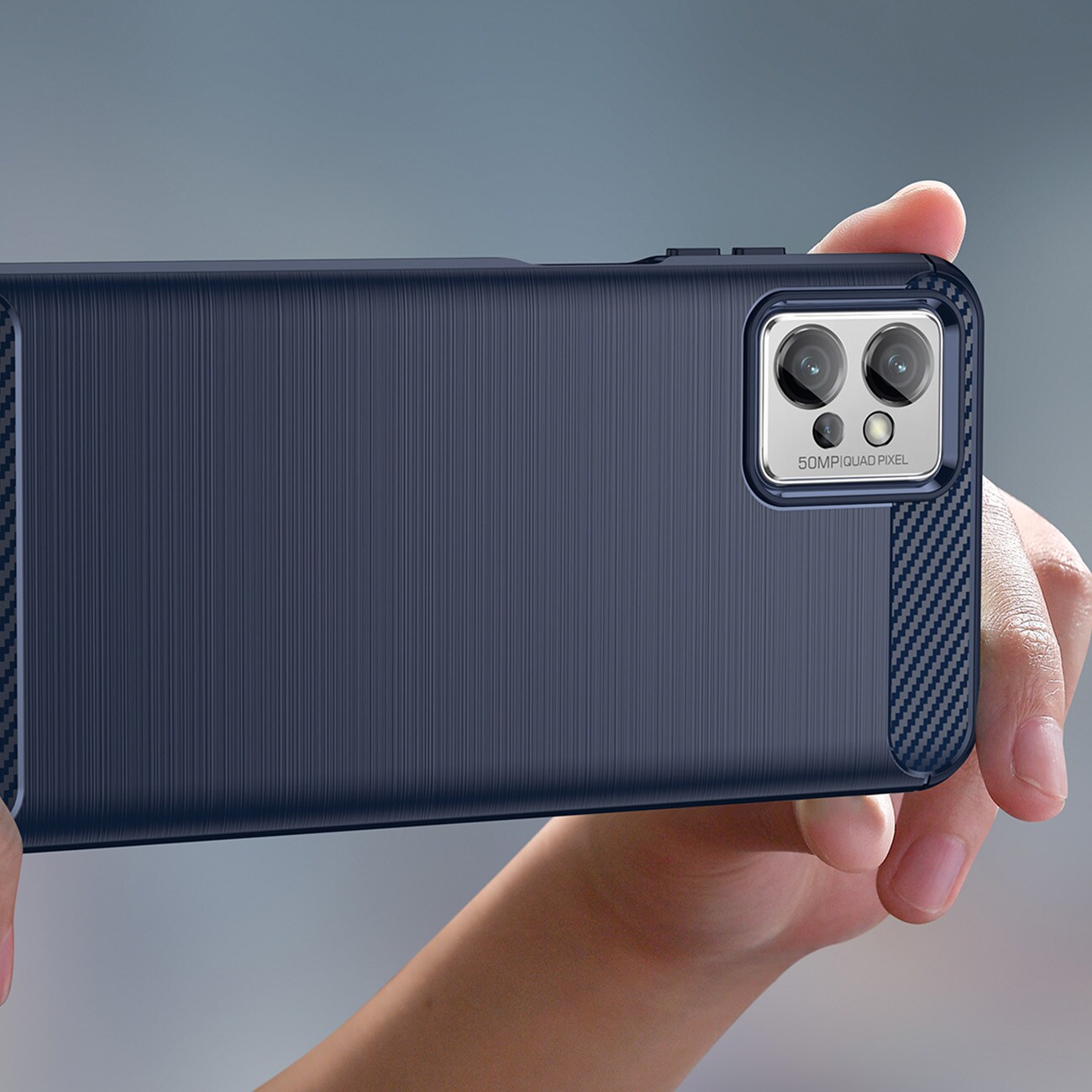 Carbon Case etui til Realme C31 fleksibelt silikone carbon cover sort