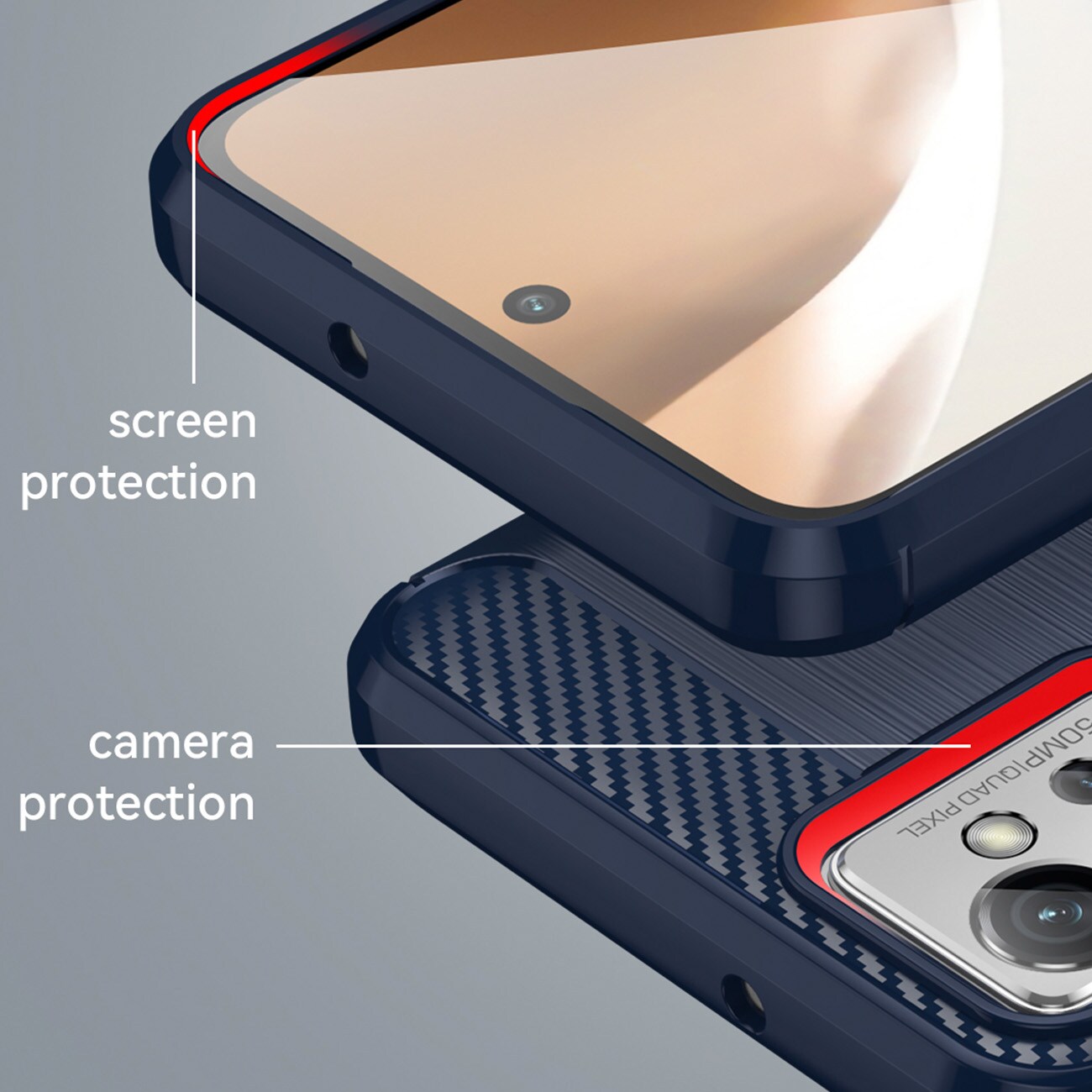 Carbon Case etui til Realme C35 fleksibelt silikone carbon cover sort