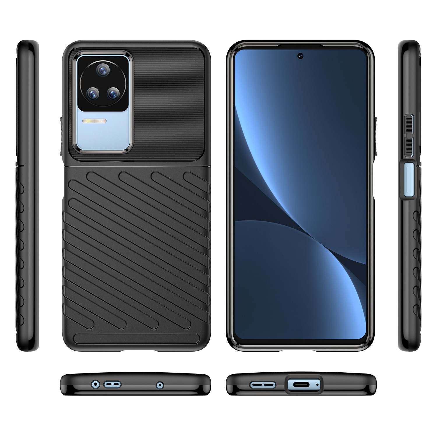 Thunder Case-etui til Xiaomi Poco F4 5G silikonepanseretui sort