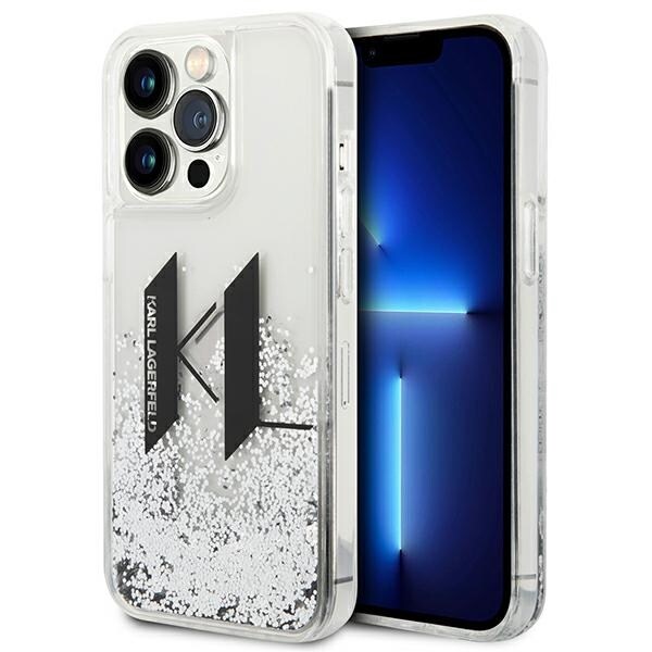 Karl Lagerfeld Liquid Glitter Big KL-fodral för iPhone 14 Pro - silver