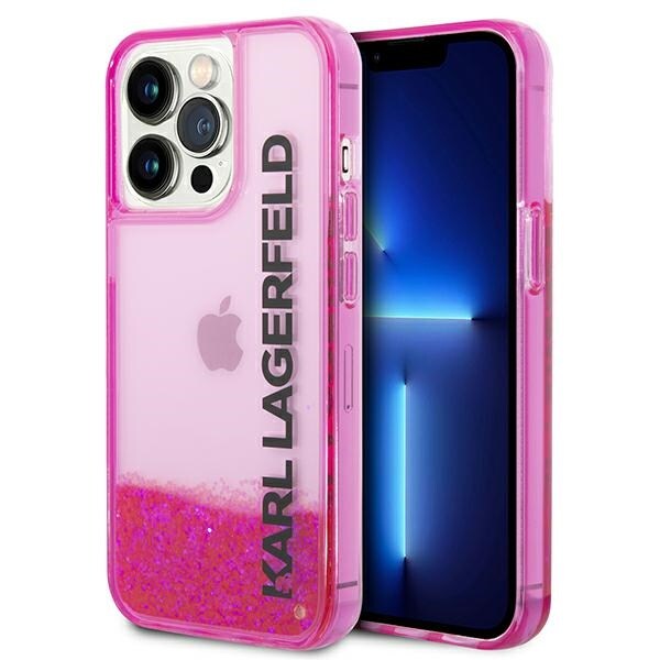 Karl Lagerfeld Liquid Glitter Elong Fodral för iPhone 14 Pro - Rosa