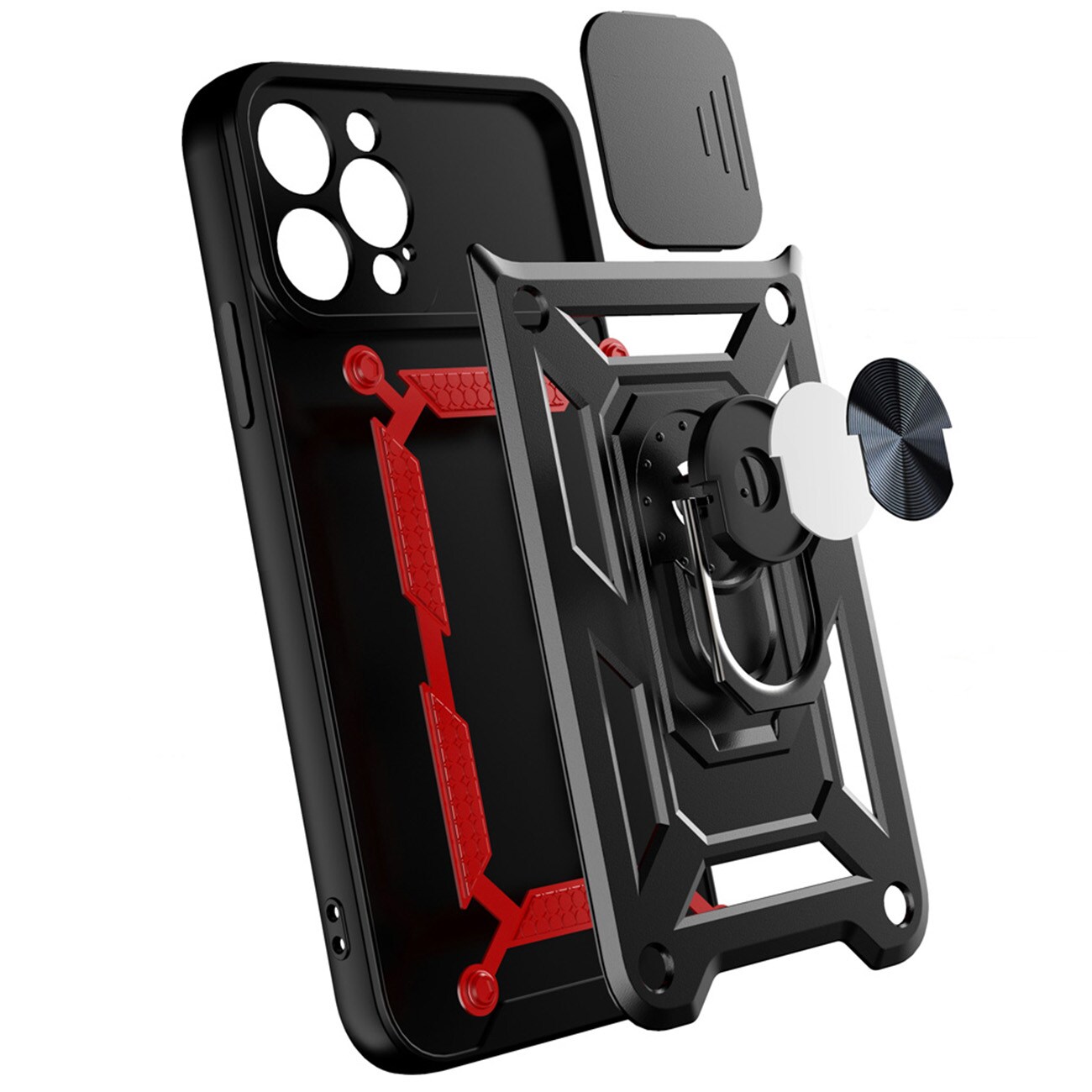 Hybrid Armor Camshield-fodral för iPhone 13 Pro pansarfodral med kameraskydd rosa