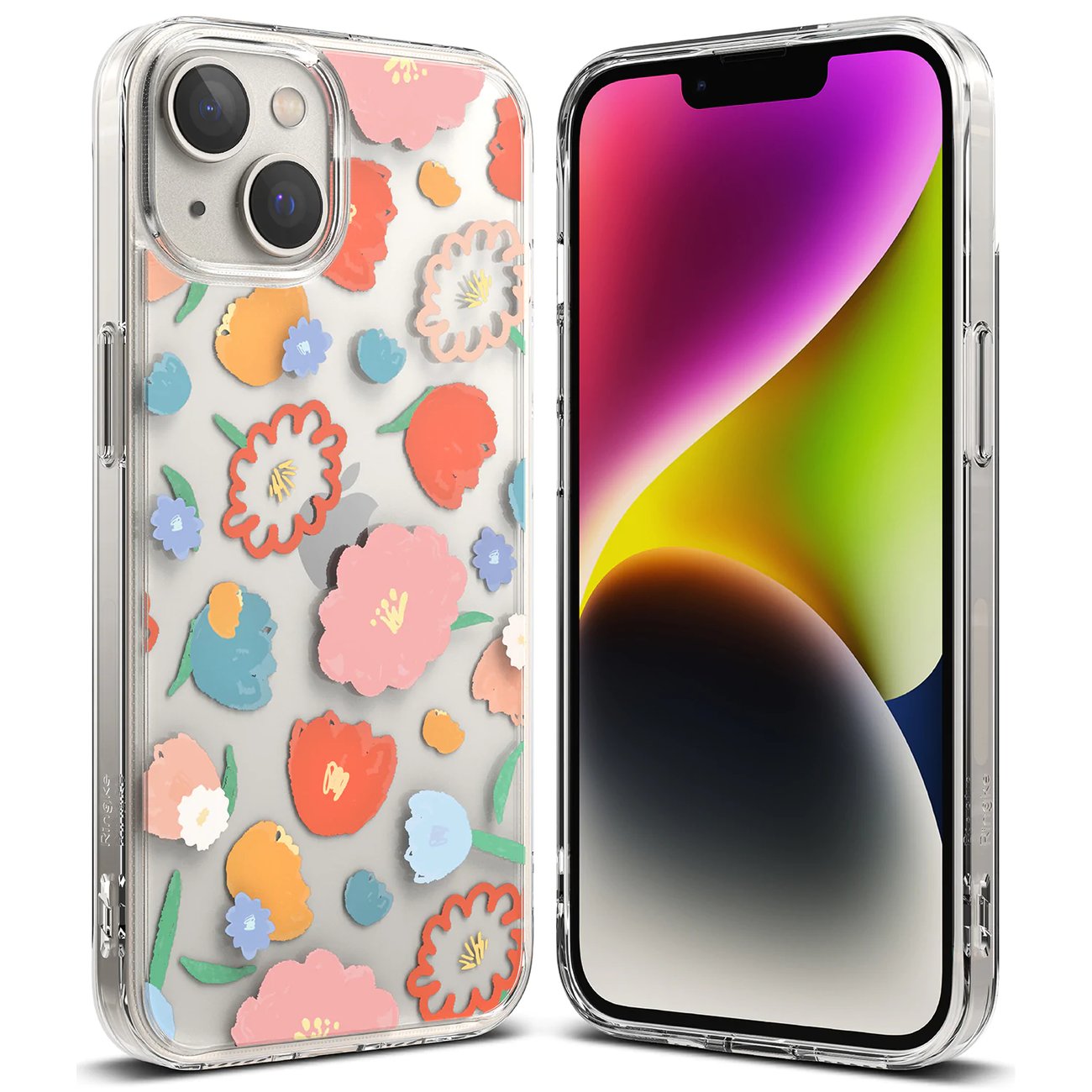 Ringke Fusion Design Pansarskydd med gelram för iPhone 14 Plus transparent (blommig) (FD637E31)