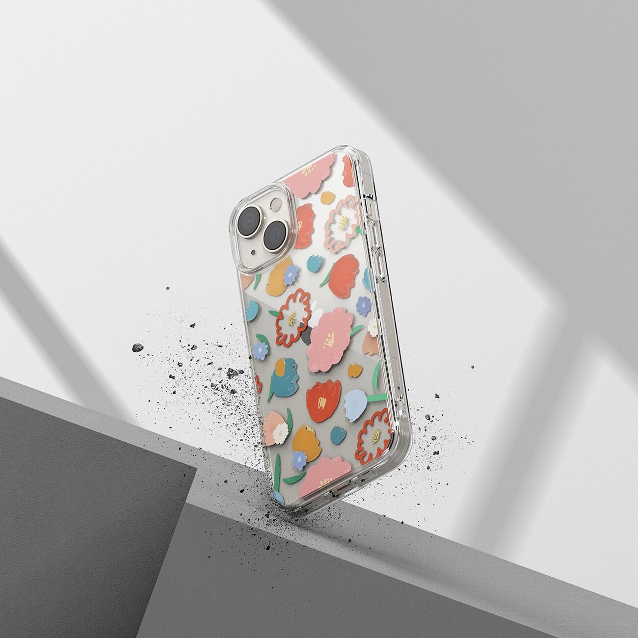 Ringke Fusion Design Pansarskydd med gelram för iPhone 14 Plus transparent (blommig) (FD637E31)