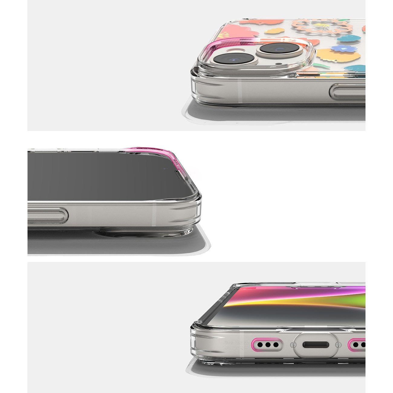 Ringke Fusion Design Pansarskydd med gelram för iPhone 14 Plus transparent (blommig) (FD637E31)