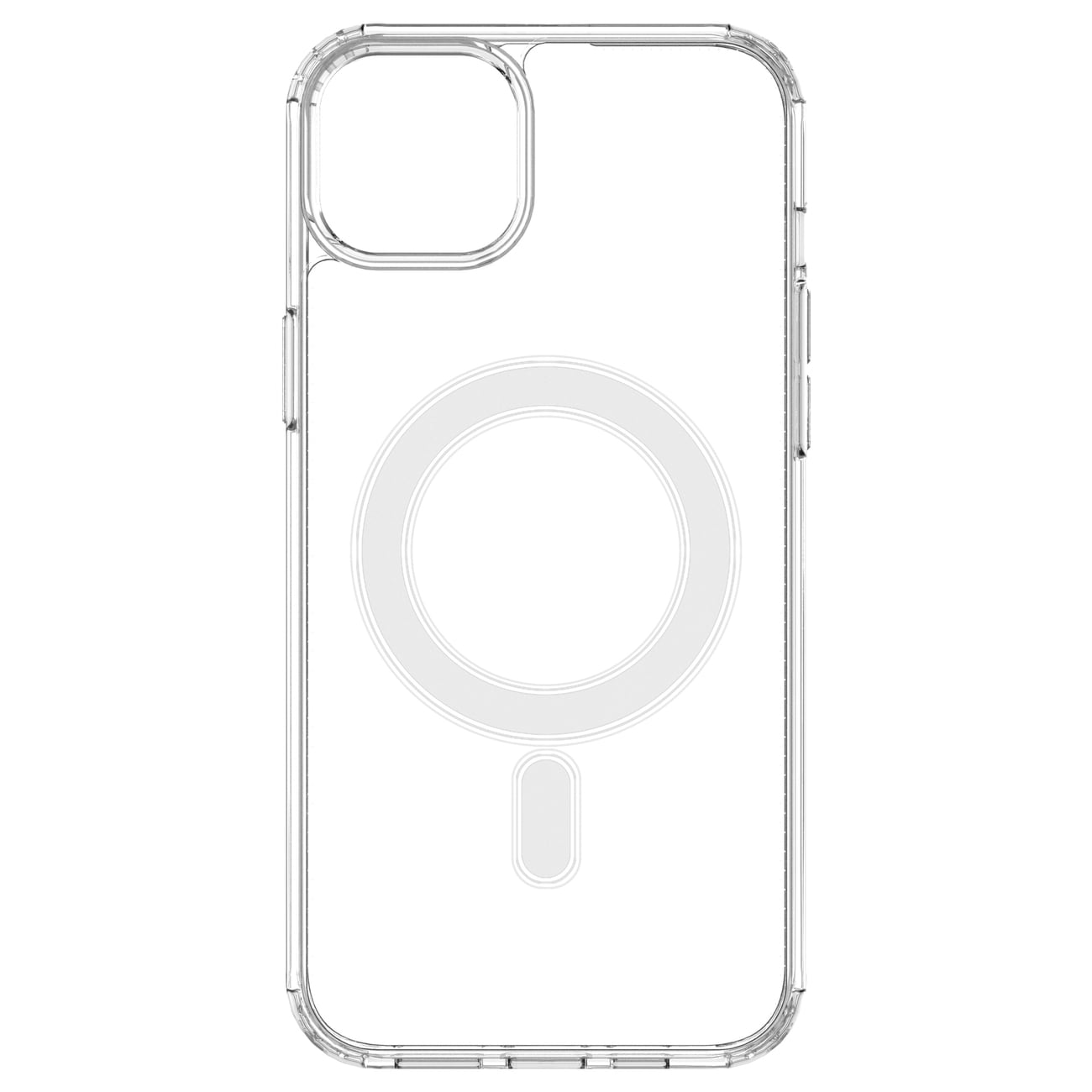 Genomskinligt magnetiskt fodral med MagSafe för iPhone 14 Plus med silverring - transparent
