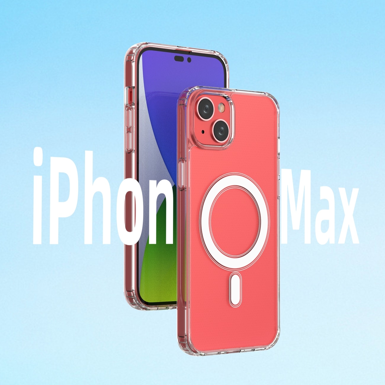 Genomskinligt magnetiskt fodral med MagSafe för iPhone 14 Plus med silverring - transparent