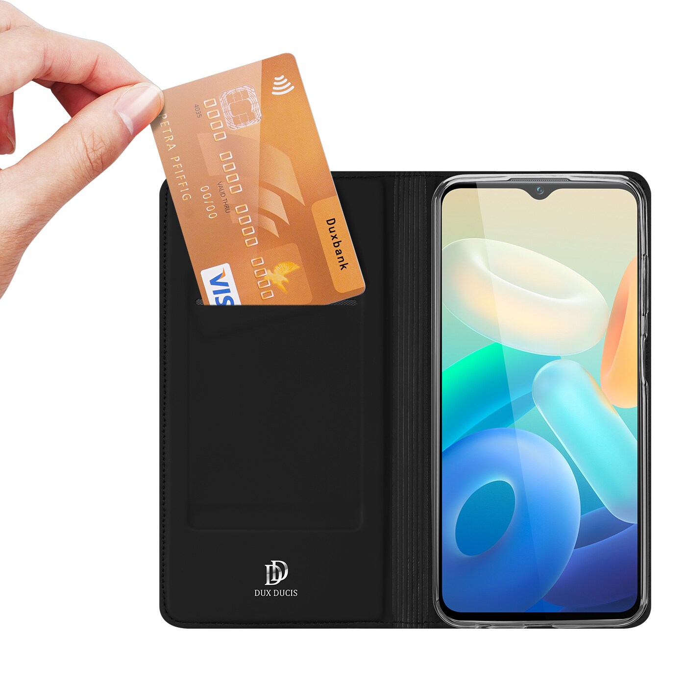 Dux Ducis Skin Pro-etui Vivo Y16 / Y02s tegnebogshylsteromslag med klap sort
