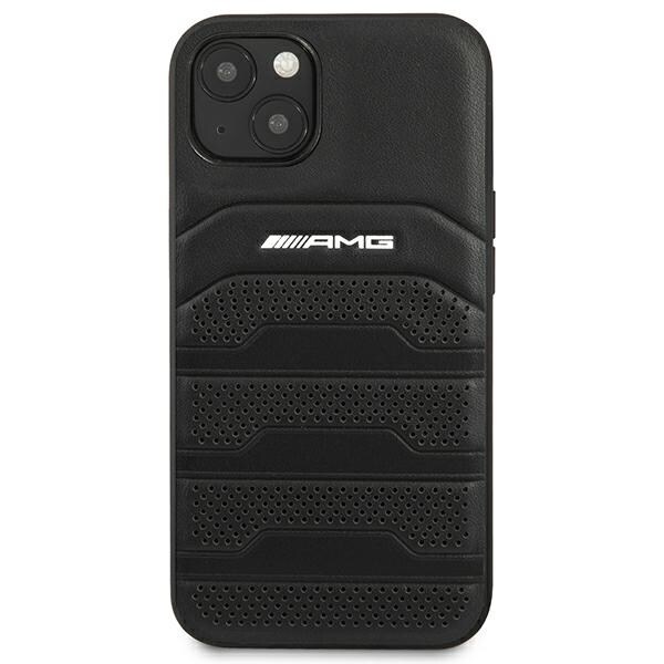 AMG AMHCP14MGSEBK iPhone 14 Plus 6,7 "svart / svart hårda fodral Läder Präglade linjer