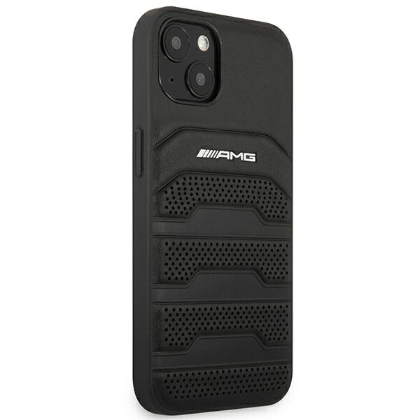 AMG AMHCP14MGSEBK iPhone 14 Plus 6,7 "svart / svart hårda fodral Läder Präglade linjer