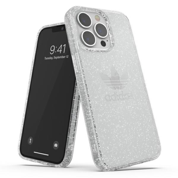 Adidas OR skyddande genomskinligt fodral med glitter för iPhone 13 Pro - Transparent silver