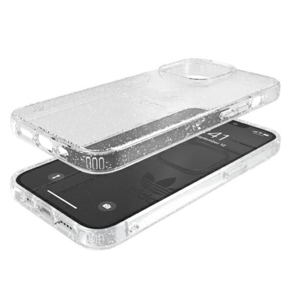 Adidas OR skyddande genomskinligt fodral med glitter för iPhone 13 Pro - Transparent silver