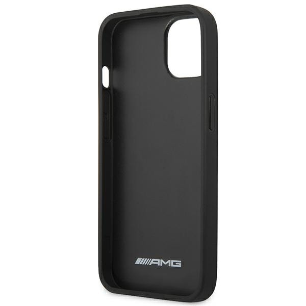 AMG AMHCP14SDOLBK iPhone 14 6.1 "sort / sort hardcase Læder Hot Stamped