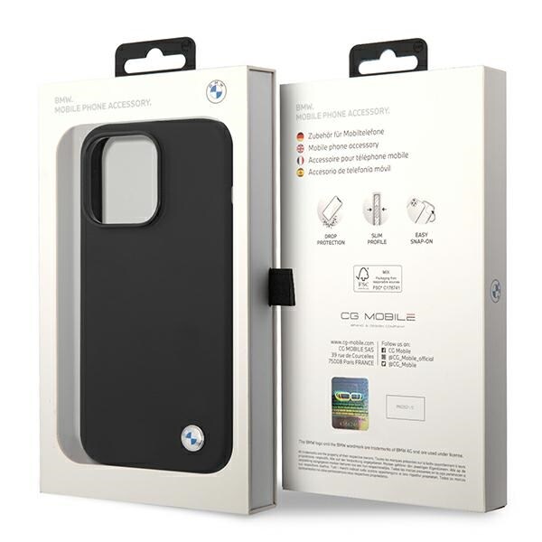 BMW Silikonfodral med metallogo för iPhone 14 Pro - Svart
