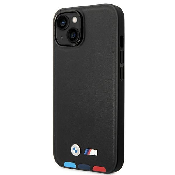 Fodral BMW BMHCP14M22PTDK iPhone 14 Plus 6,7 "svart / svart Läder Stämpel Tricolor