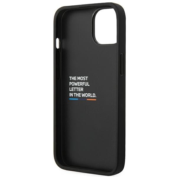 Fodral BMW BMHCP14M22PTDK iPhone 14 Plus 6,7 "svart / svart Läder Stämpel Tricolor