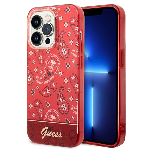 Guess GUHCP14LHGBNHR iPhone 14 Pro 6,1" röd/röd hård väska Bandana Paisley
