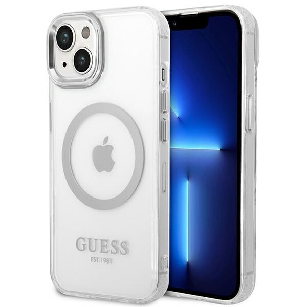 Guess GUHMP14MHTRMS iPhone 14 Plus 6,7" silver/silver hårt fodral Metal Outline Magsafe