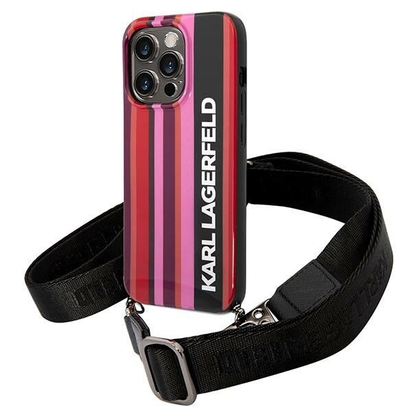 Karl Lagerfeld Color Stripes Strap Fodral för iPhone 14 Pro - Rosa