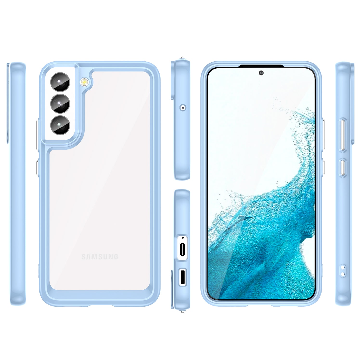 Outer Space Case för Samsung Galaxy S23+ skydd med en flexibel ram blå