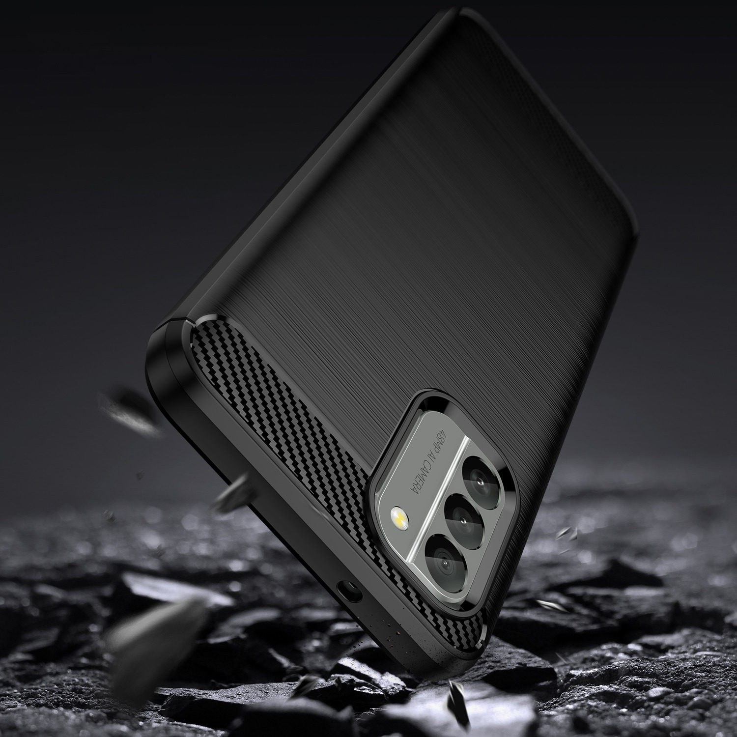 Carbon Case cover til Nokia G400 fleksibelt silikone carbon cover sort