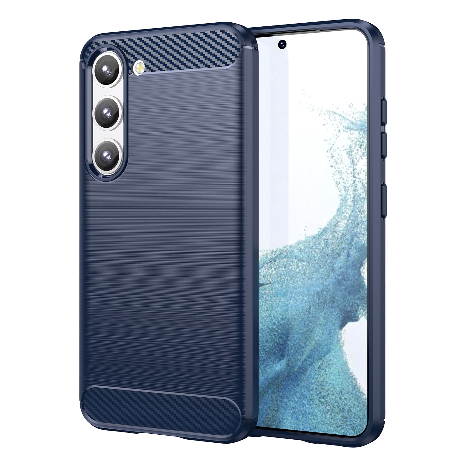Carbon Case til Samsung Galaxy S23+ fleksibelt silikone carbon cover blå