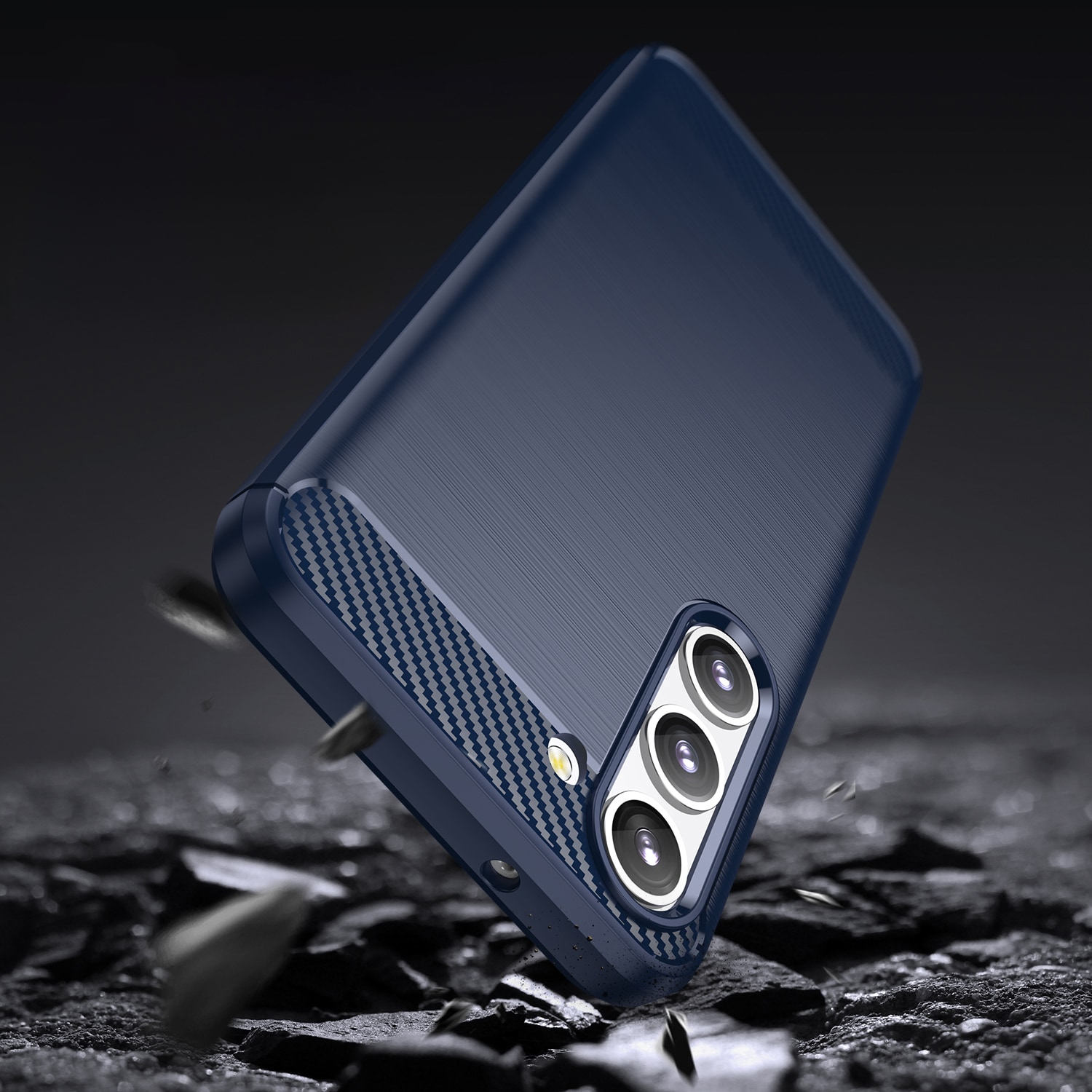 Carbon Case til Samsung Galaxy S23+ fleksibelt silikone carbon cover blå