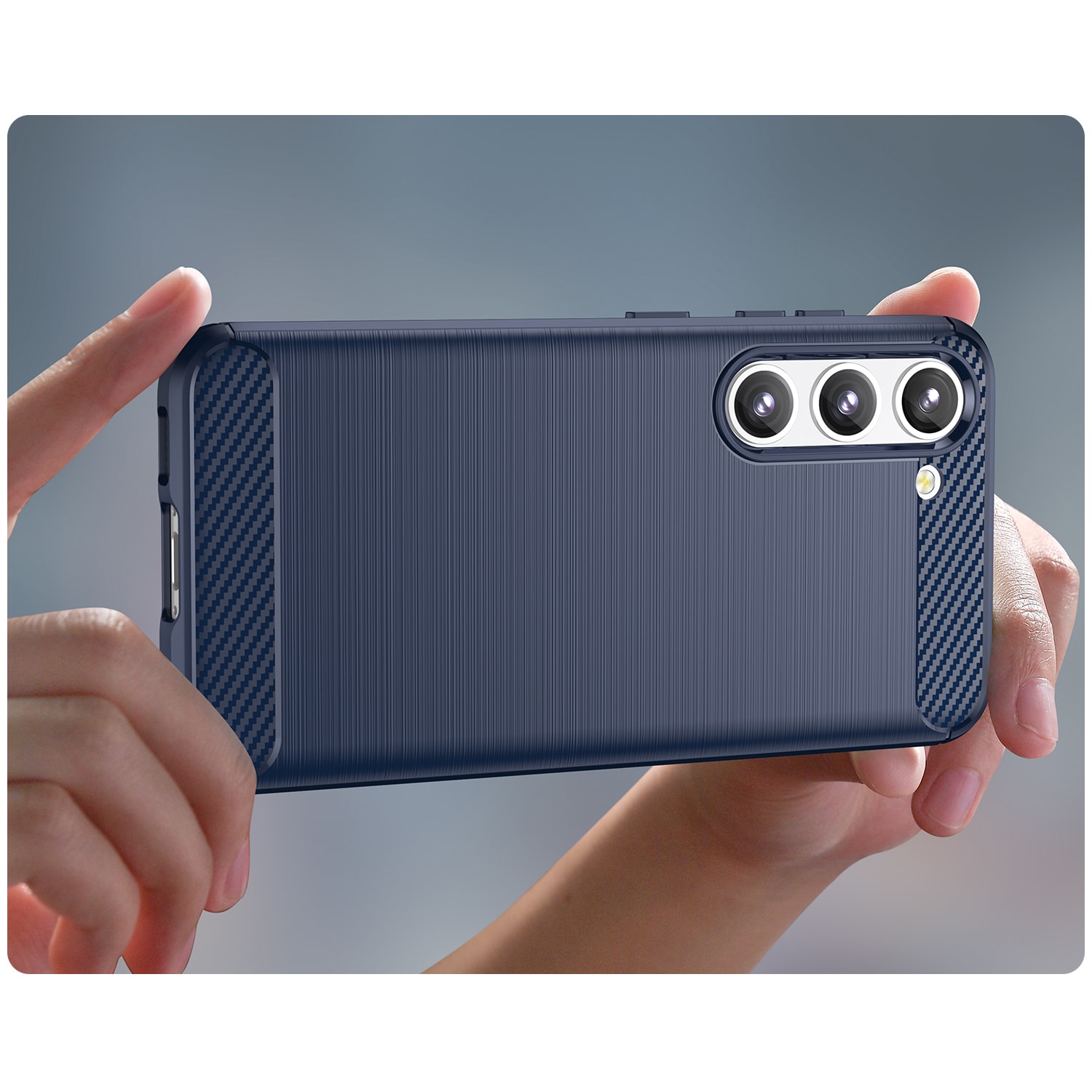 Carbon Case til Samsung Galaxy S23+ fleksibelt silikone carbon cover blå
