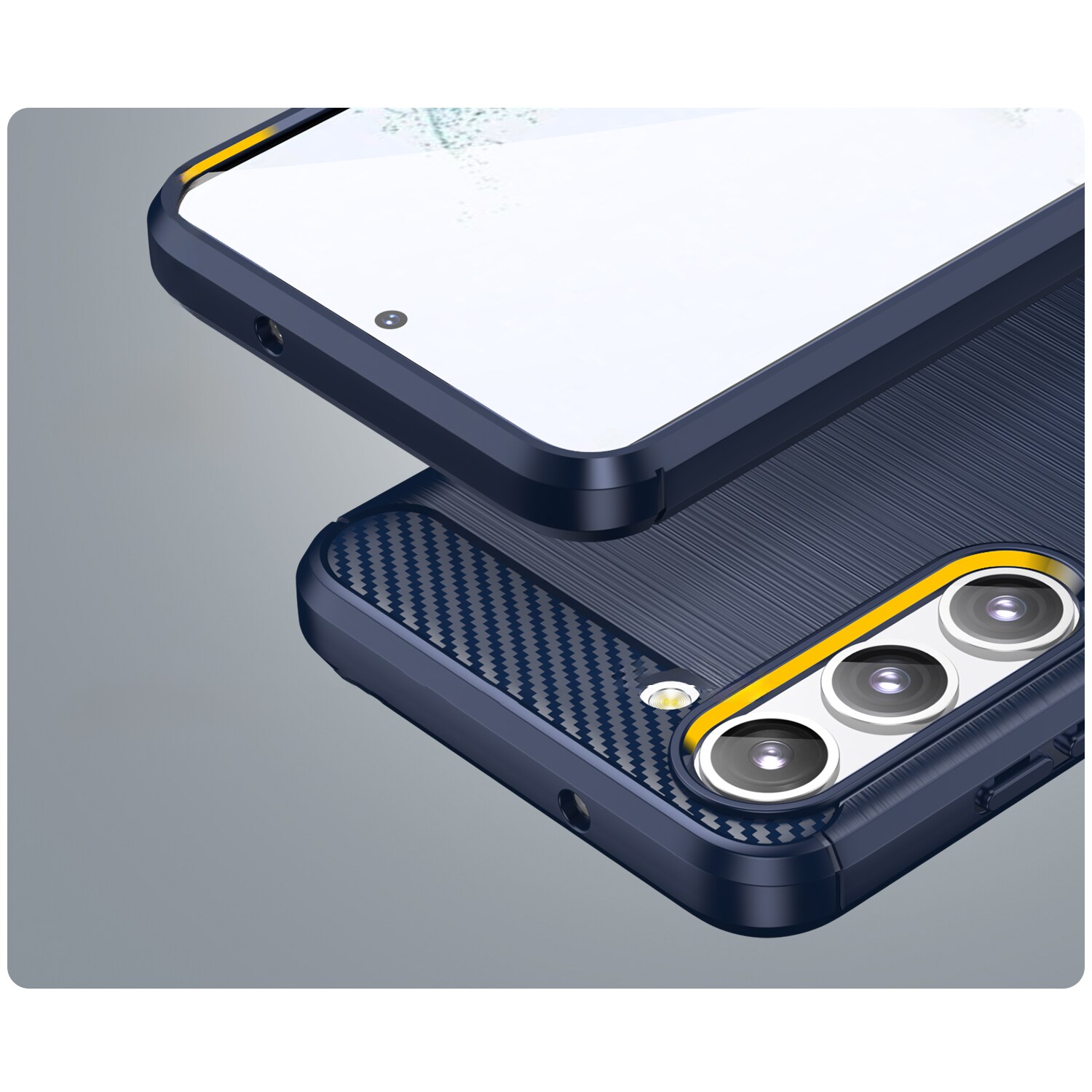 Carbon Case til Samsung Galaxy S23+ fleksibelt silikone carbon cover blå