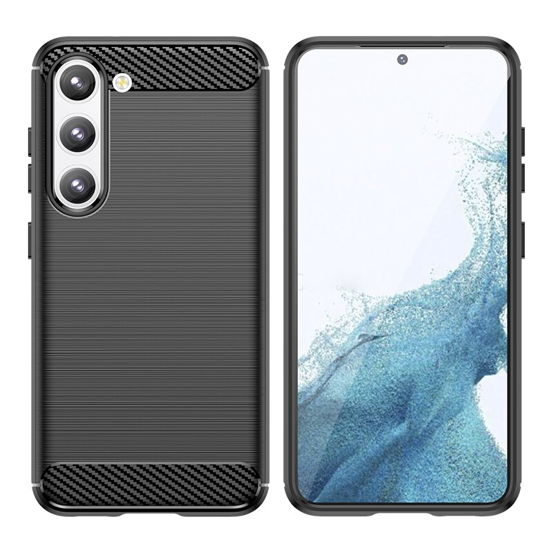 Carbon Case fodral för Samsung Galaxy S23+ flexibel silikon kolfiberskydd svart