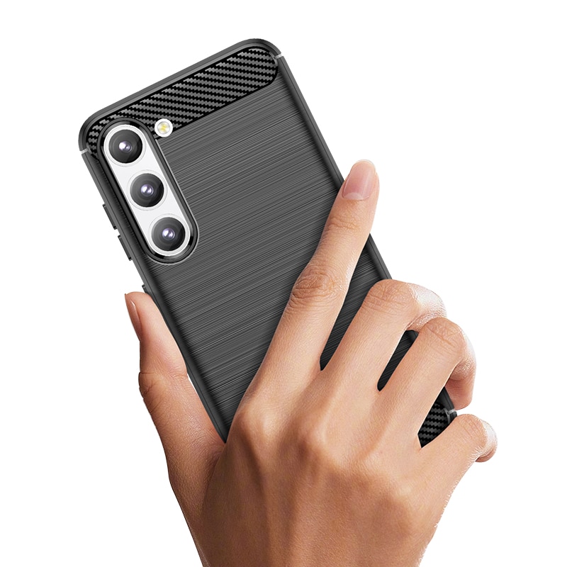 Carbon Case fodral för Samsung Galaxy S23+ flexibel silikon kolfiberskydd svart