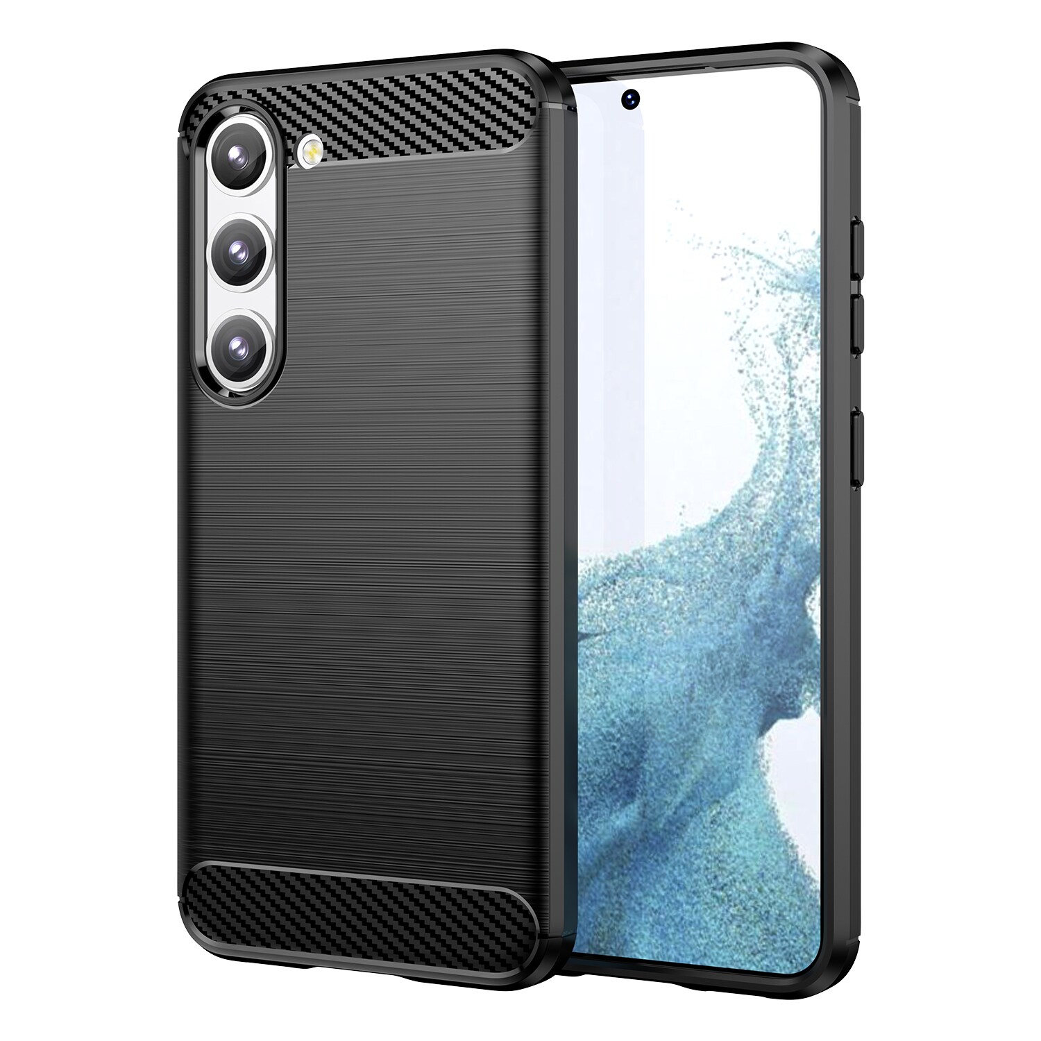 Carbon Case fodral för Samsung Galaxy S23+ flexibel silikon kolfiberskydd svart