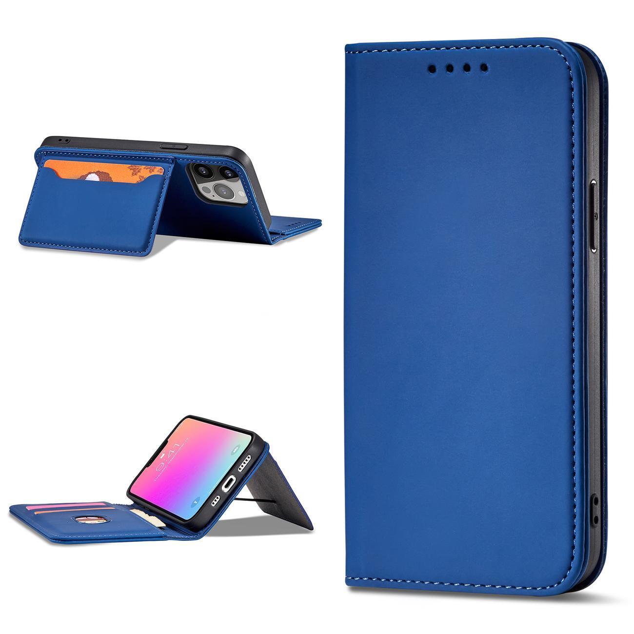 Magnet Kortfodral för Samsung Galaxy S23 Ultra flip cover plånbok stativ blå