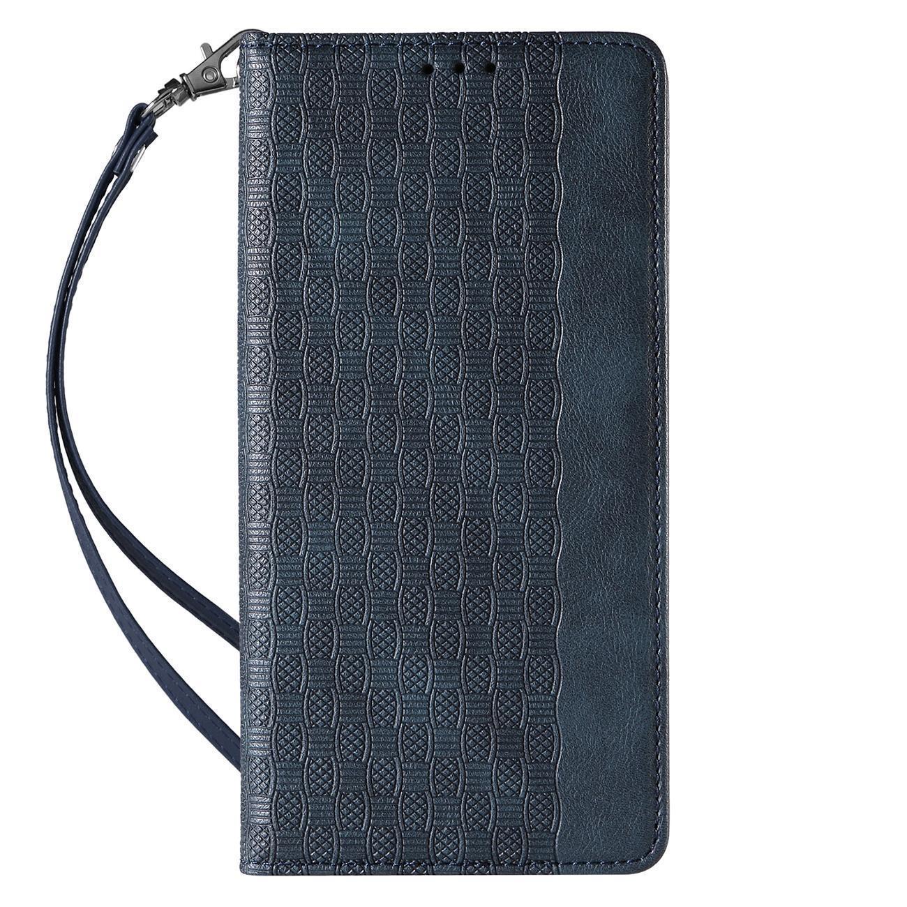 Magnet Rem Fodral Fodral för Samsung Galaxy S23 Ultra Flip Plånbok Mini Lanyard Stativ Blå