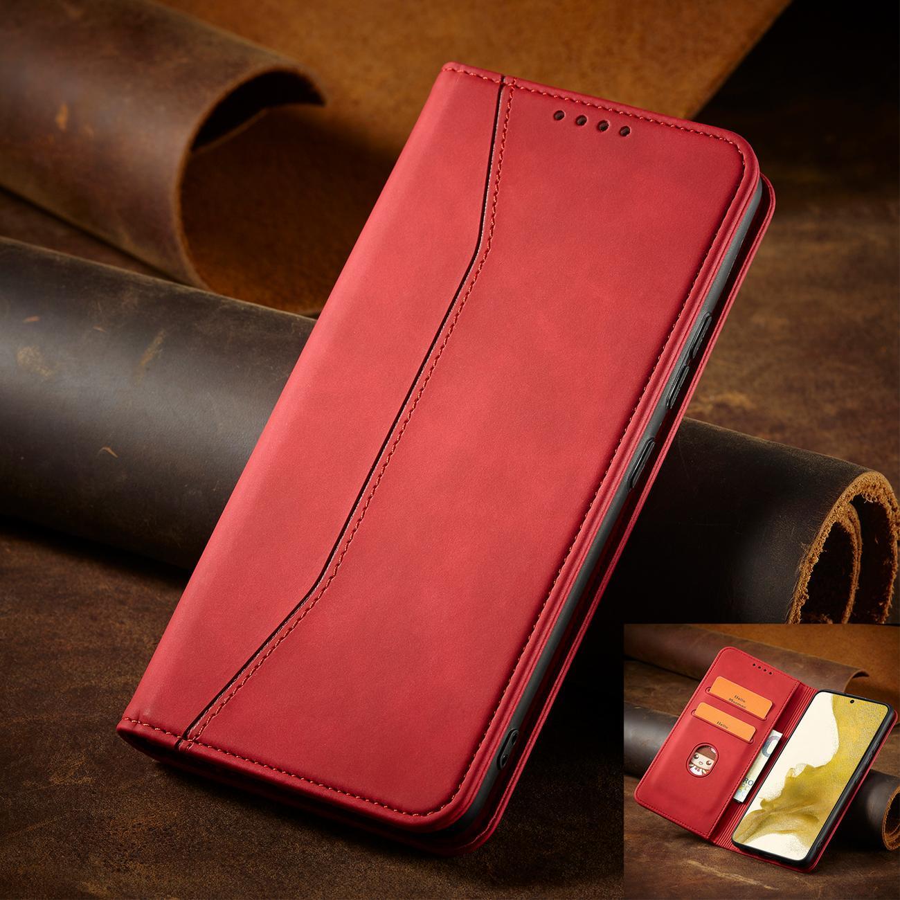 Magnet Fancy etui til Samsung Galaxy S23+ flip cover wallet stand rød