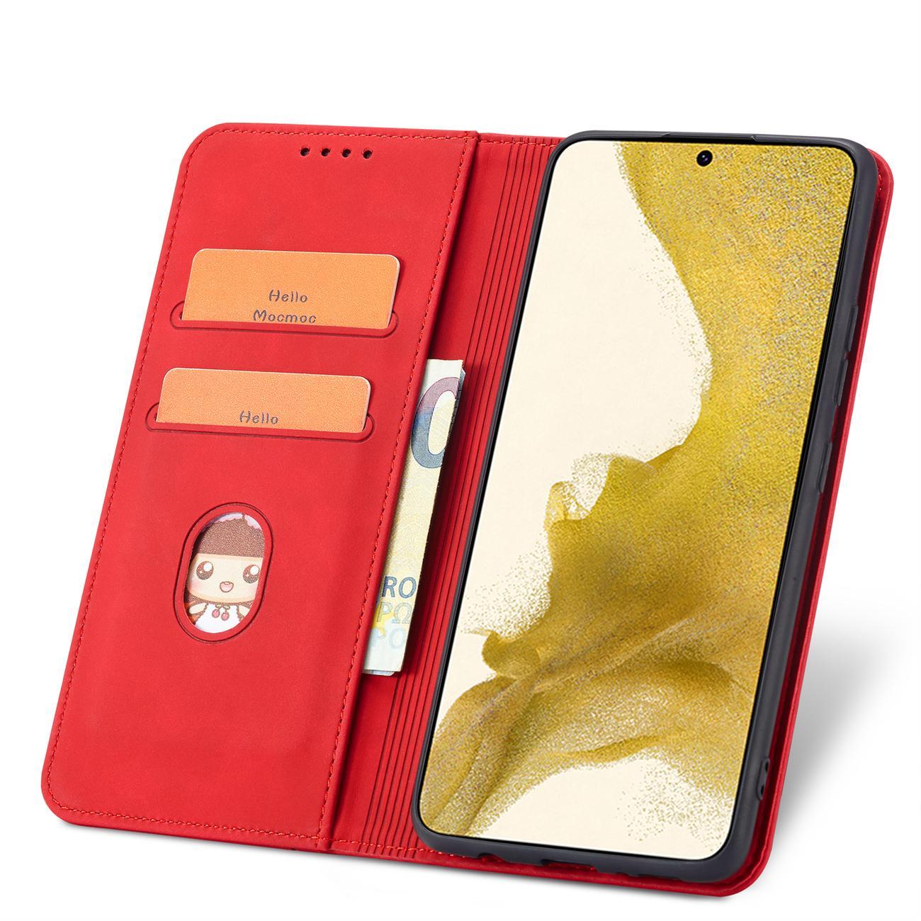 Magnet Fancy etui til Samsung Galaxy S23+ flip cover wallet stand rød