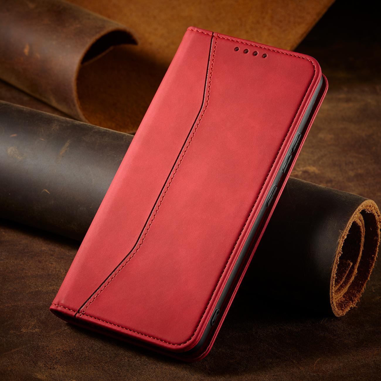 Magnet Fancy etui til Samsung Galaxy S23+ flip cover wallet stand rød