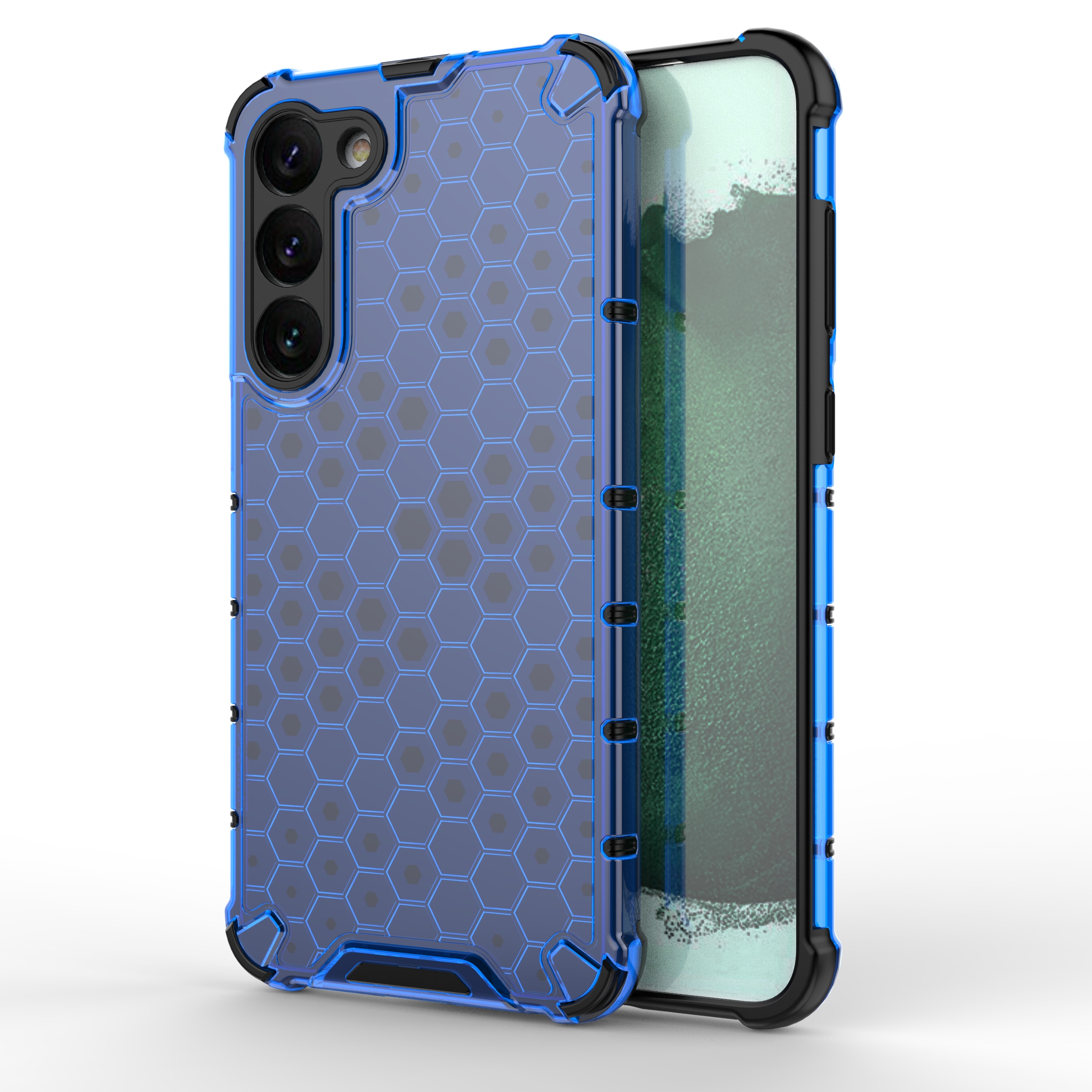 Honeycomb-fodral för Samsung Galaxy S23+ bepansrat hybridfodral blå