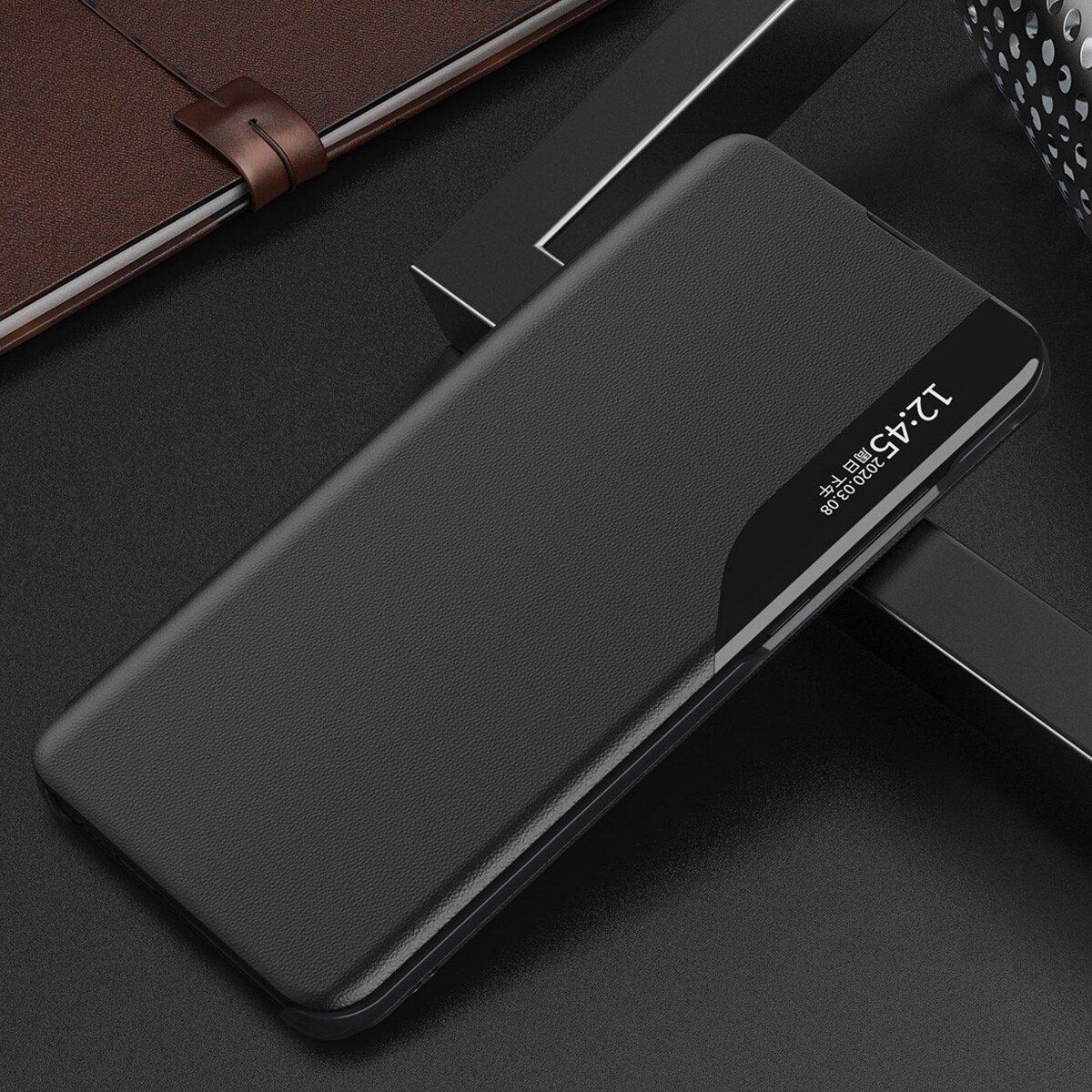 Eco Leather View Case-etui til Samsung Galaxy S23+ med flipstativ rød
