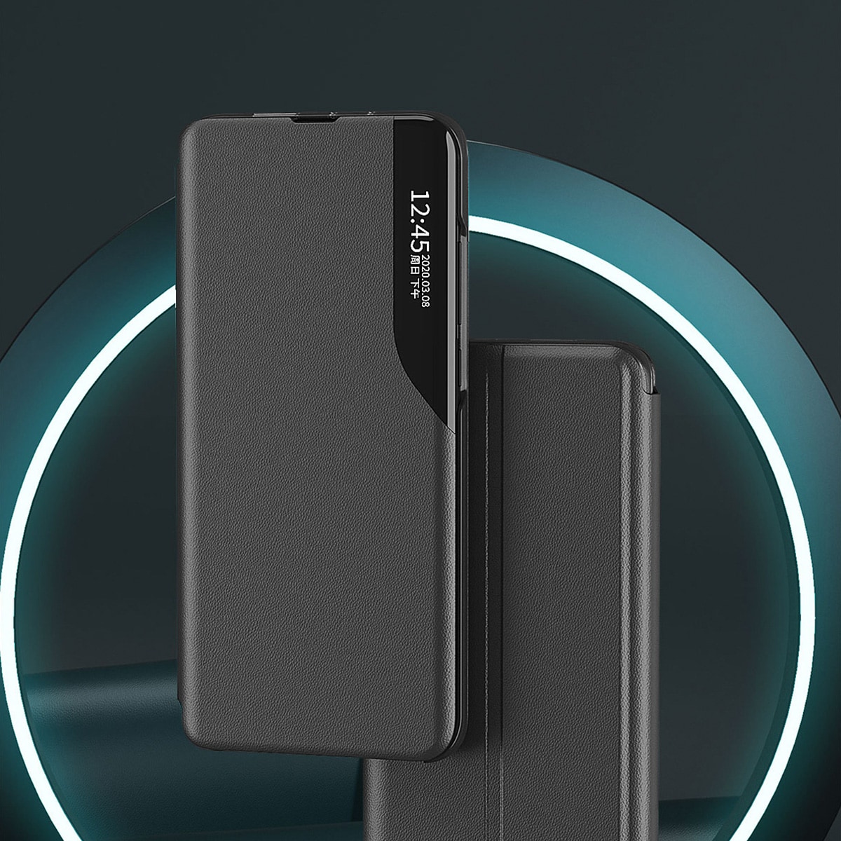 Eco Leather View Case-etui til Samsung Galaxy S23+ med flipstativ rød