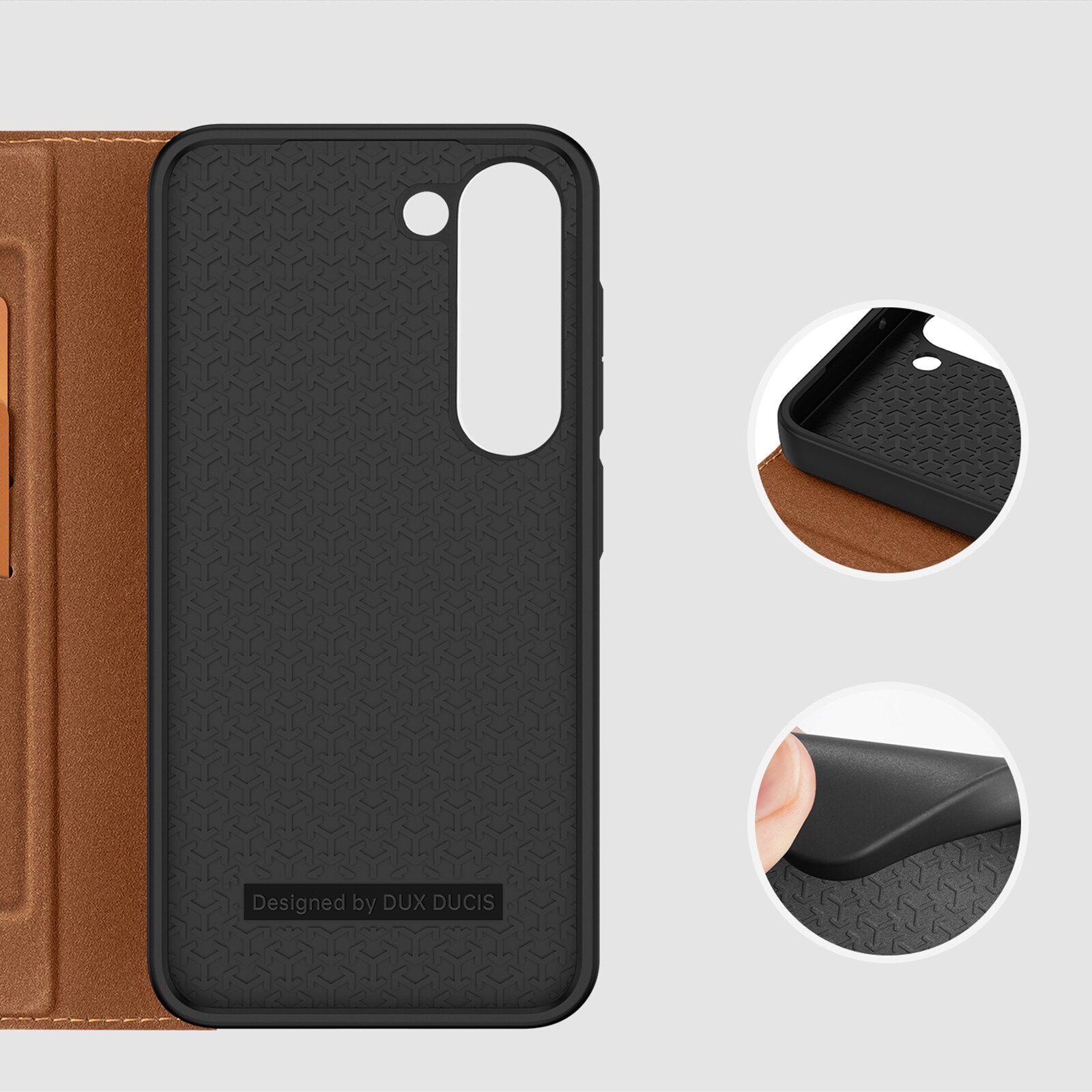 Dux Ducis Skin X2 etui Samsung Galaxy S23+ flip etui tegnebog stativ brun