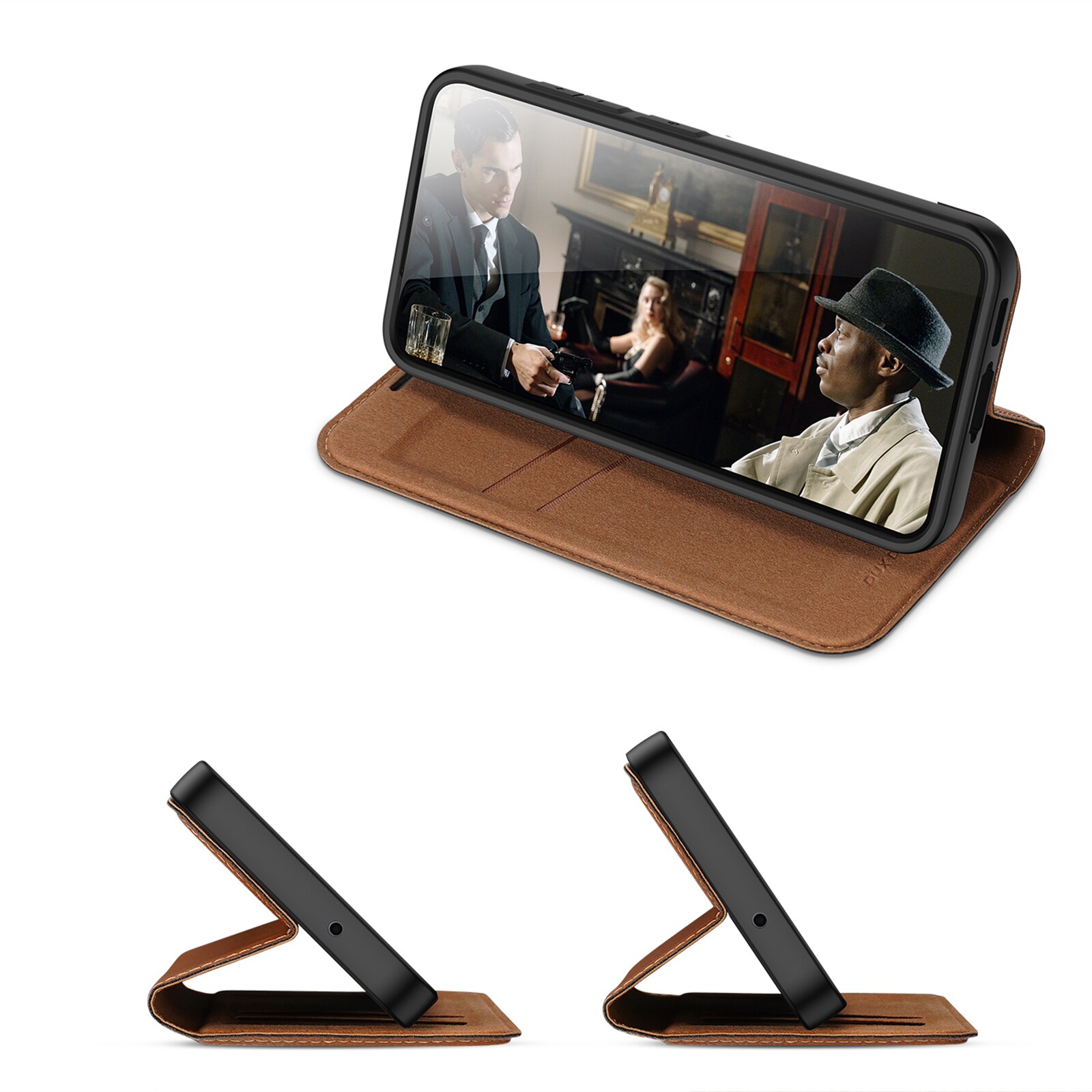 Dux Ducis Skin X2 etui Samsung Galaxy S23+ flip etui tegnebog stativ brun