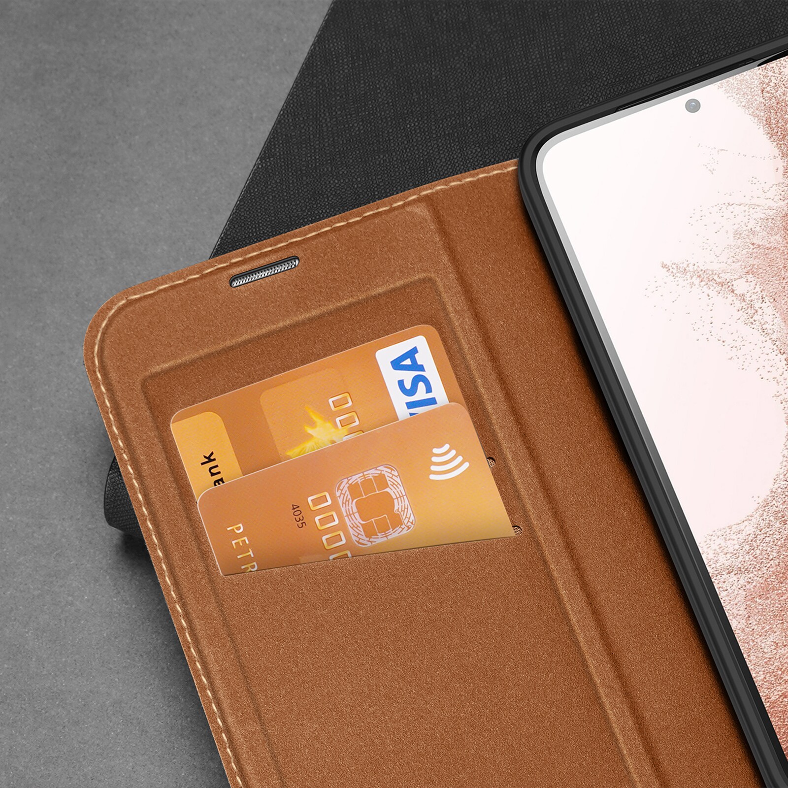 Dux Ducis Skin X2 etui Samsung Galaxy S23+ flip etui tegnebog stativ brun