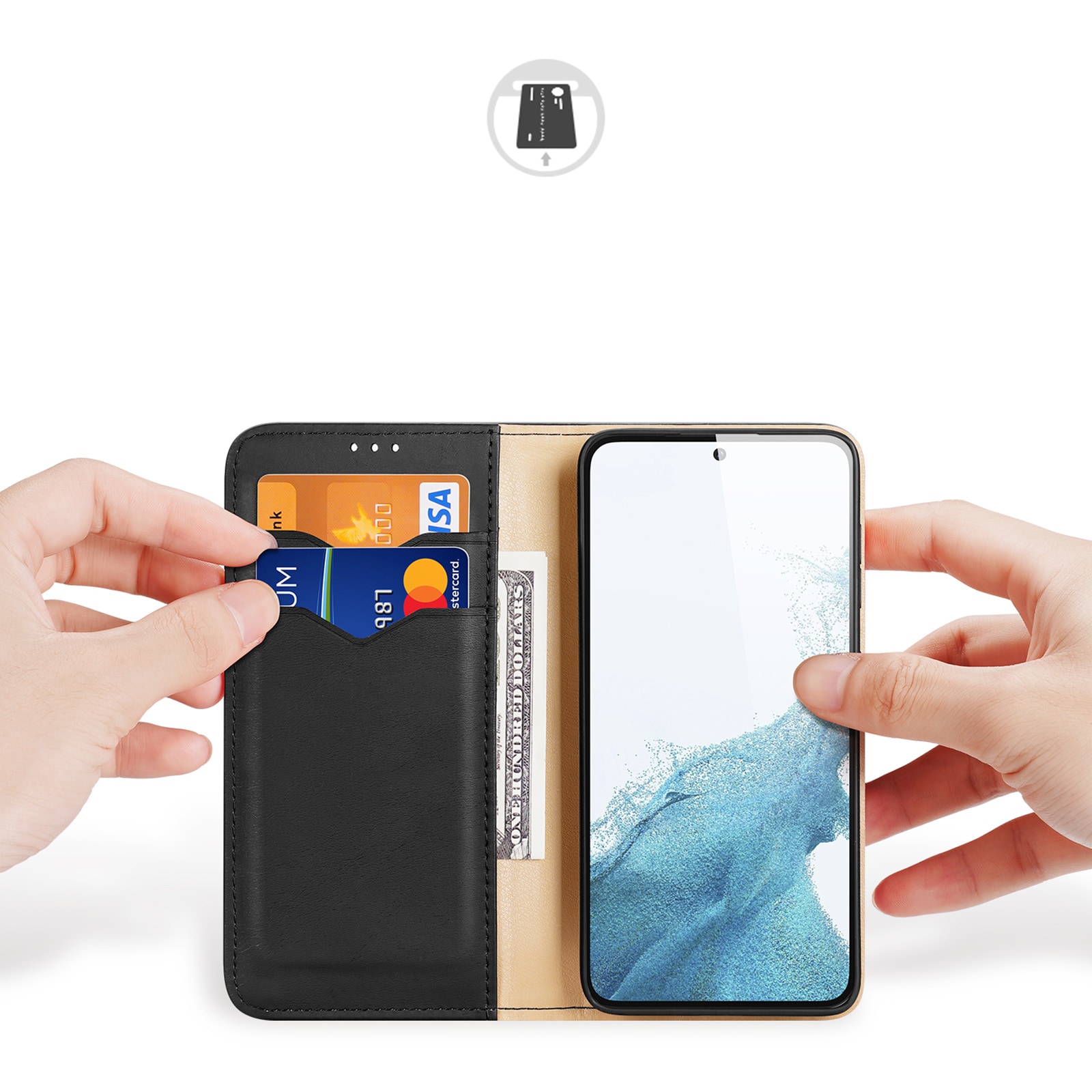Dux Ducis Hivo fodral Samsung Galaxy S23+ flipfodral plånbok stativ RFID blockerare svart