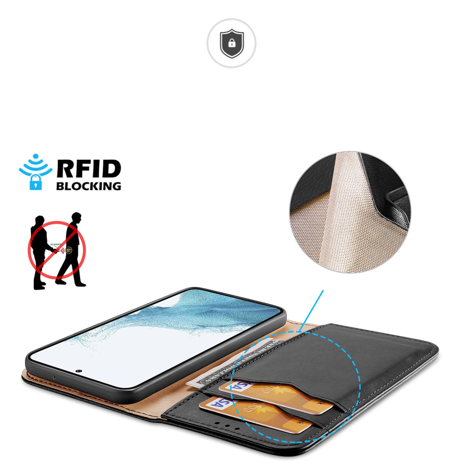 Dux Ducis Hivo fodral Samsung Galaxy S23+ flipfodral plånbok stativ RFID blockerare svart