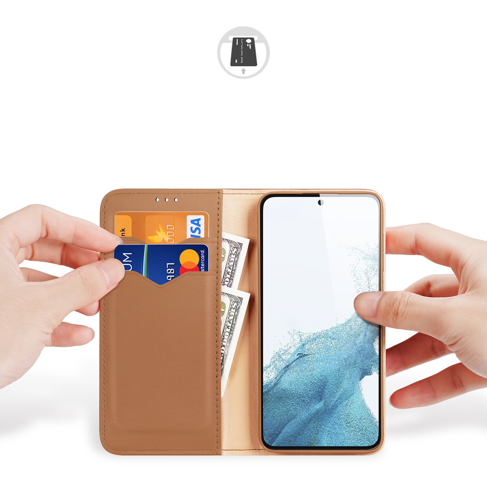 Dux Ducis Hivo fodral Samsung Galaxy S23+ flip cover plånbok stativ RFID blockering brun